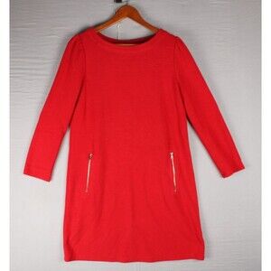 Gap Womens Red Dress Textured Knee Length Long Sleeve Zipper Pockets Heavy Small